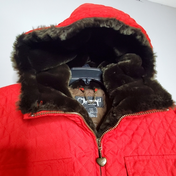 Vintage Obermeyer Red Ski Jacket Quilted faux fur lined hood‎ arm patch size 10 - Picture 9 of 13